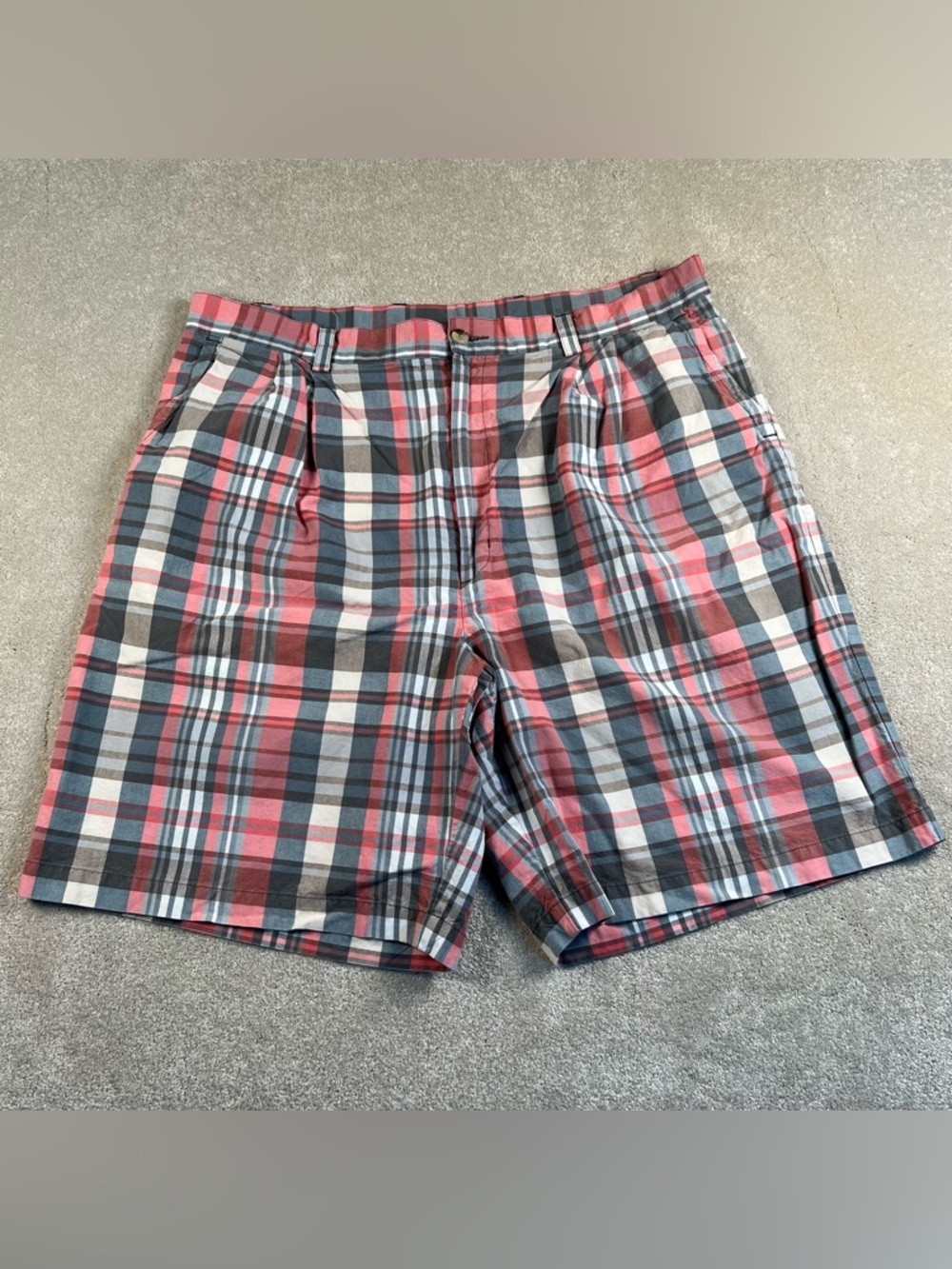 Plaid Shorts Men's 38 100% Cotton Greg Norman Pleated Golf Preppy Summer Casual